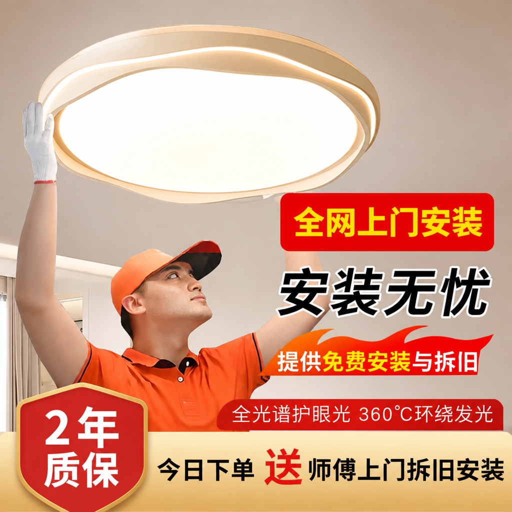 包安装拆旧卧室吸顶灯全光谱客厅现代简约LED房间遥控主卧灯中山