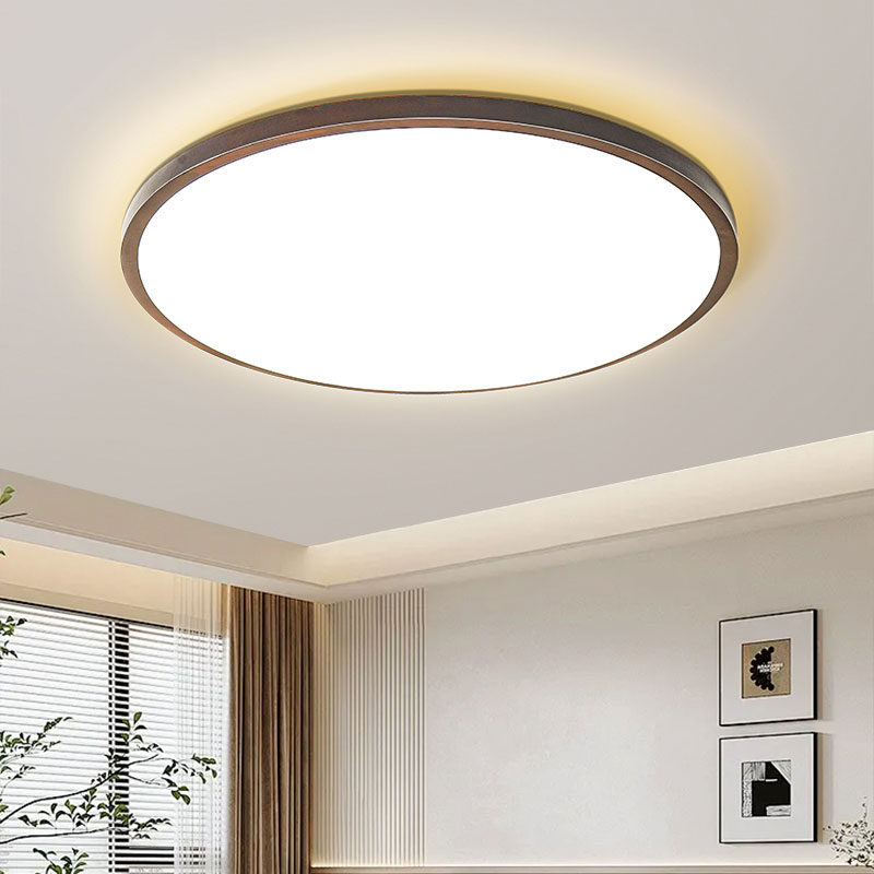 木艺实木新款全光谱led客厅吸顶灯灯简约大气奶油高亮书房卧室灯