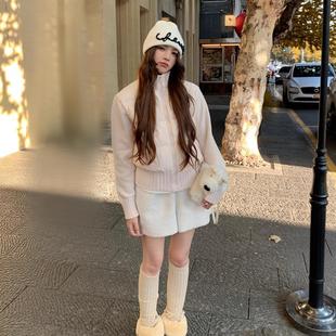 MM明摩羽绒服高端韩系针织拼接女2025秋冬新小个子短款90白鸭绒外