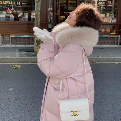 MM明摩羽绒服真狐狸大毛领女2025新款连帽加厚中长款白鸭绒显瘦外