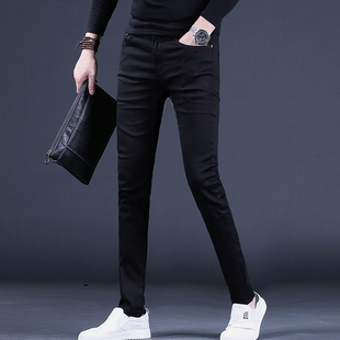 牛仔裤男款长裤男2024秋冬新款黑色修身小脚弹力韩版百搭裤子男款