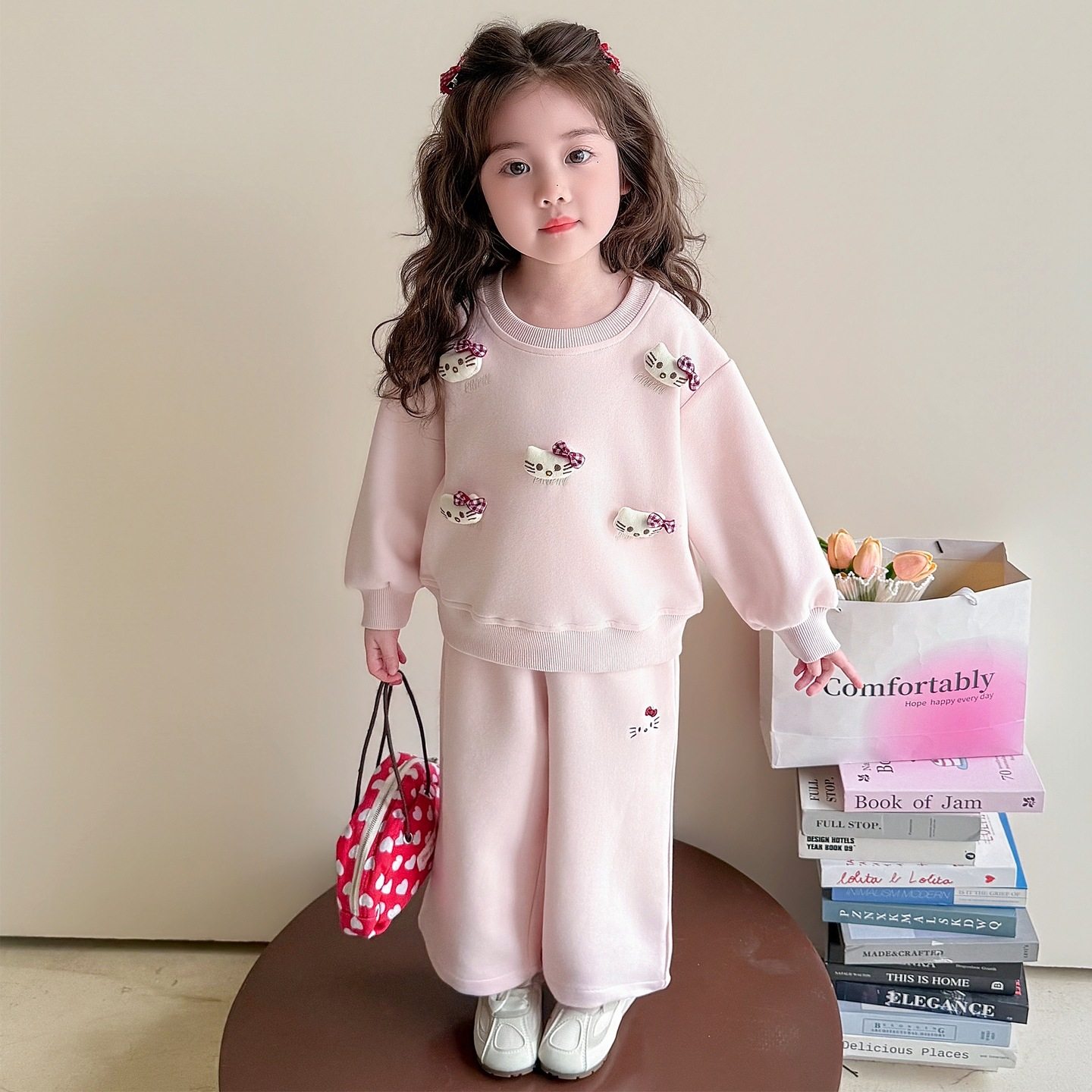 女童套装春季2026新款儿童洋气春装女宝宝卡通卫衣花边直筒裤套装,童装/婴儿装/亲子装,儿童运动套装,淘宝优惠券,粉丝福利购,淘宝优惠卷