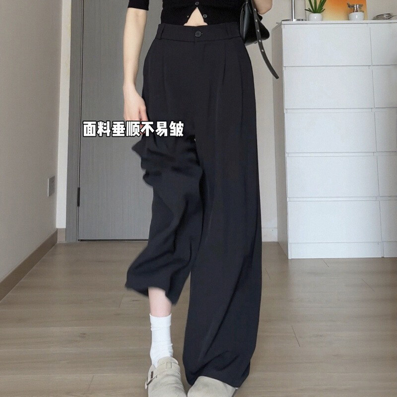 黑色西装裤女款夏季薄款图片