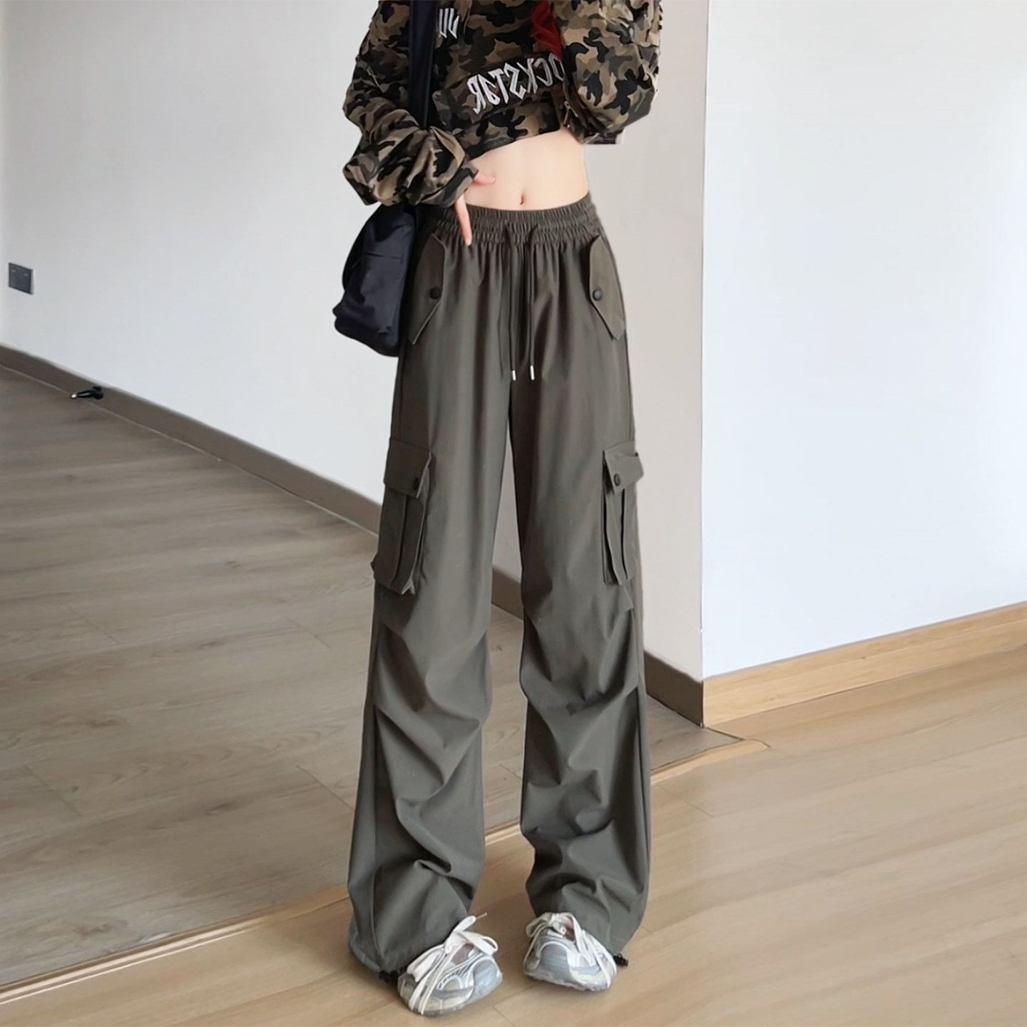 工装裤女款春夏季薄款2026新款街舞爵士舞登山爬山小个子降落伞裤