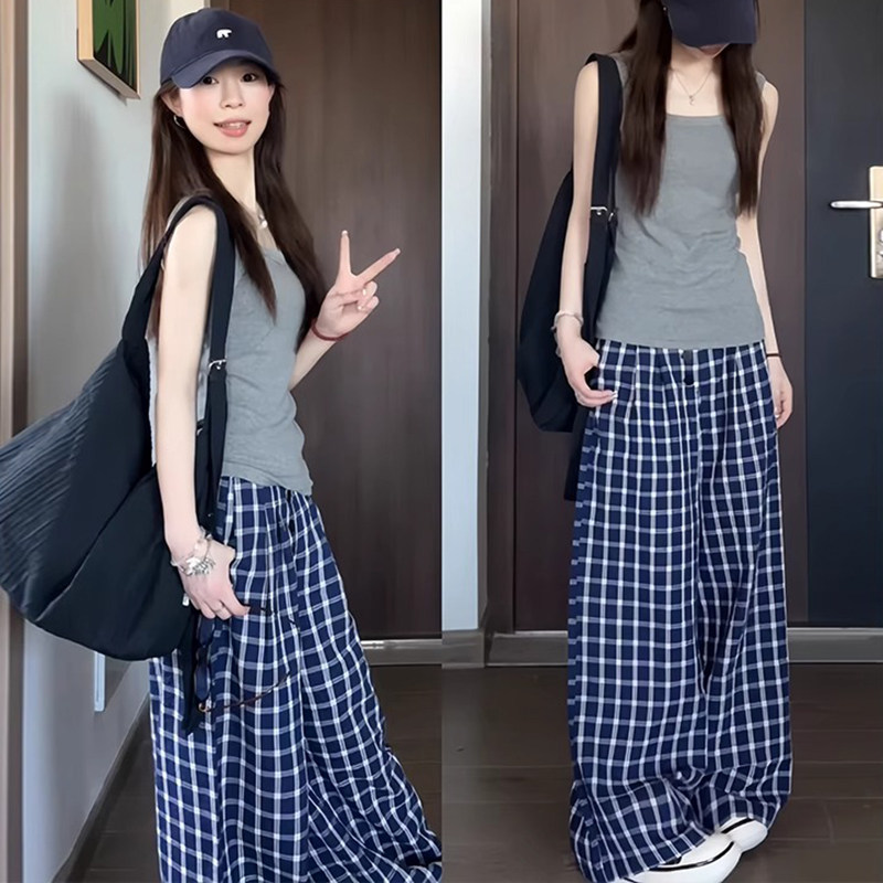 赵露思同款格子裤女夏季2026新款