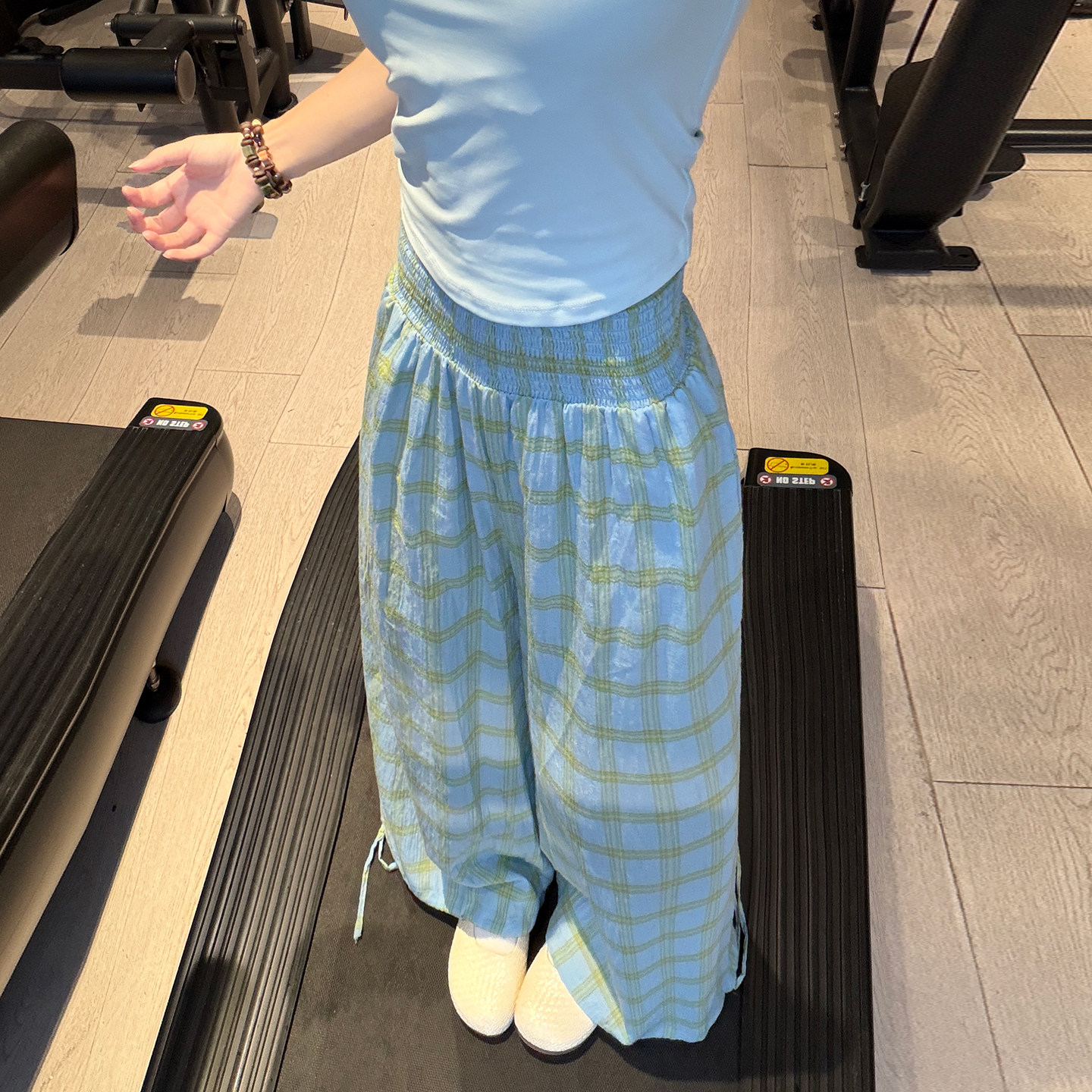 韩系复古格子灯笼裤女秋季慵懒图片