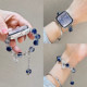 适用applewatchs9表带华强北苹果手表表带s8 s7手链iwatch串珠s10 se蝴蝶ultra蓝色眼泪冰裂爆珠蝴蝶手链替换
