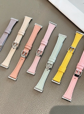 适用佳明Forerunner 245/158/165小蛮腰方扣皮质表带265s/255s/Venu3s高级感女小香风皮质VENU2plus/18mm手链