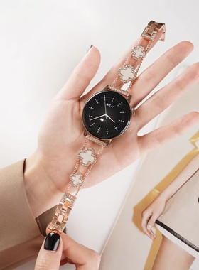 适用吉普jeepP07/watchS1黑骑士手表表带P12四叶草镶钻p05手链爱国者GT8/8Pro金属女款V8夏天GT3钢带替换腕带