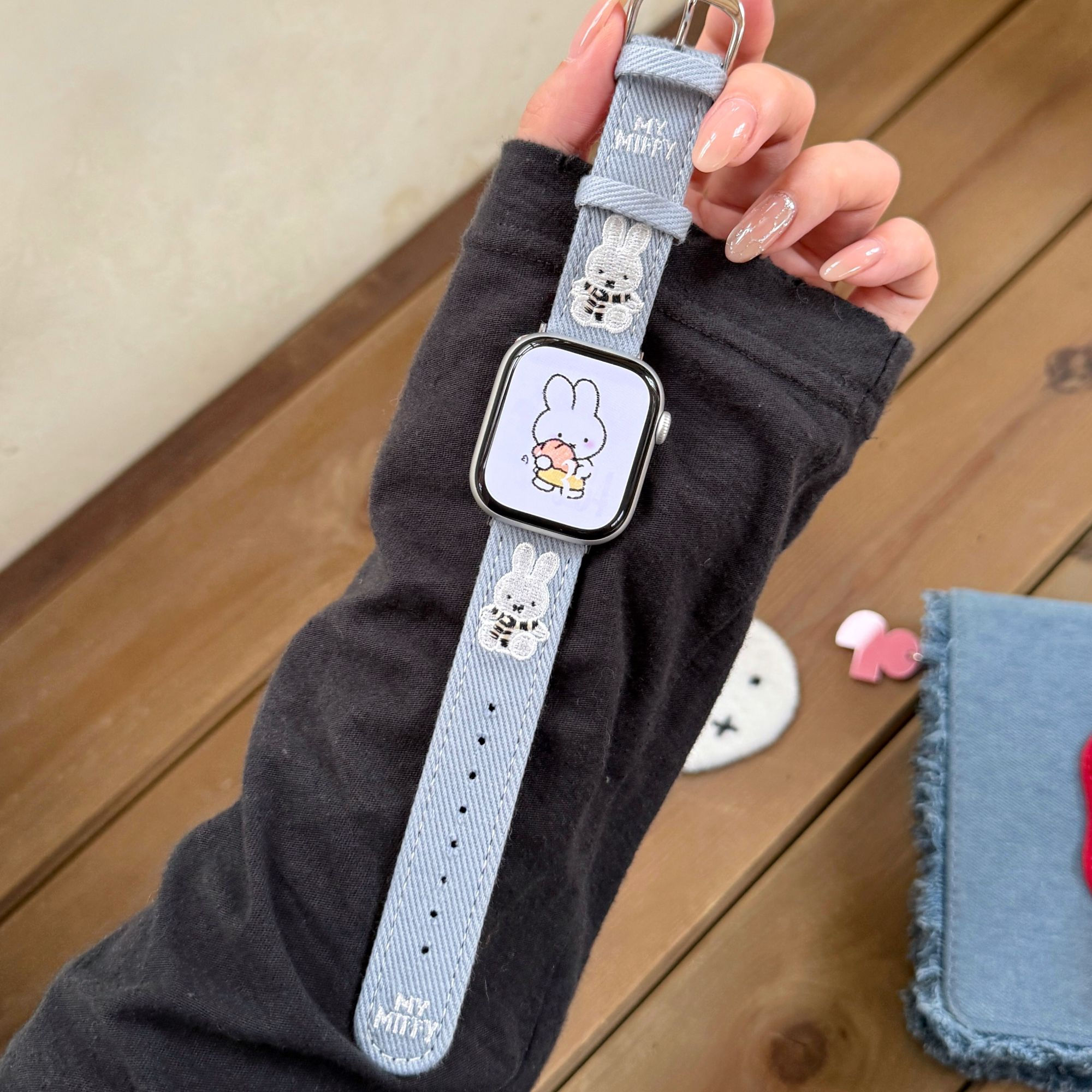 娅妃儿watch11表带米菲刺绣牛仔