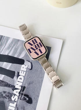 适用苹果手表s9/8/7表带星光色iwatchultra2 金属se2表链新款s10小香风45mm【新款一株】 38mm/40mm/41mm手链