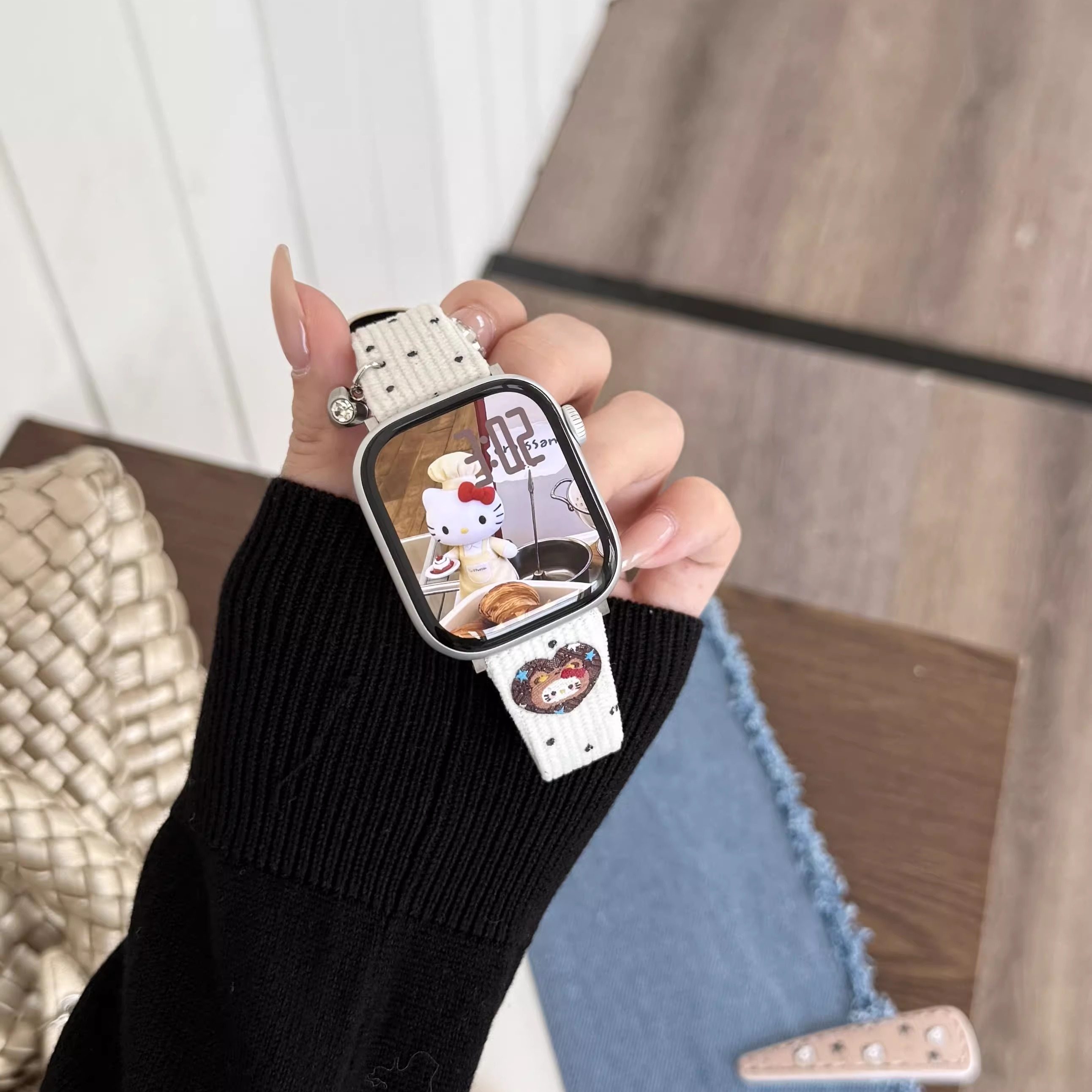 娅妃儿watchs11KT猫灯芯绒表带s9