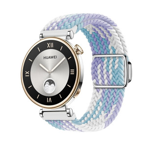 适用华为手表表带watch3/watch4pro/GT5磁吸扣尼龙编织表带男女款GT3/2表带荣耀 GS3表带白彩虹 GT4-41mm表盘