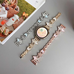 适用华米Amazfit GTR4/Bip5表带滴胶蝴蝶闪钻Balance手链GTR3 Pro跃我GTS2/4mini小香风高级感GTR2女皇冠表链