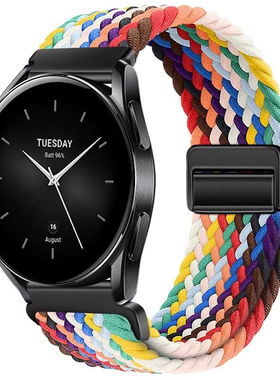 适用华米GTR4表带GTR3PRO拼色磁吸编织米动青春版智能手表1/2/3代尼龙GTS3弹力透气GTS2/4mini替换可爱手链带