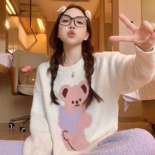 法国gentle motto半边绒睡衣女新款秋冬季加厚珊瑚绒保暖少女甜美