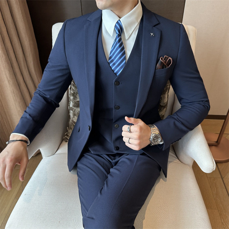 法国CherryKoko小西装男套装新郎结婚礼服商务修身西服套装男
