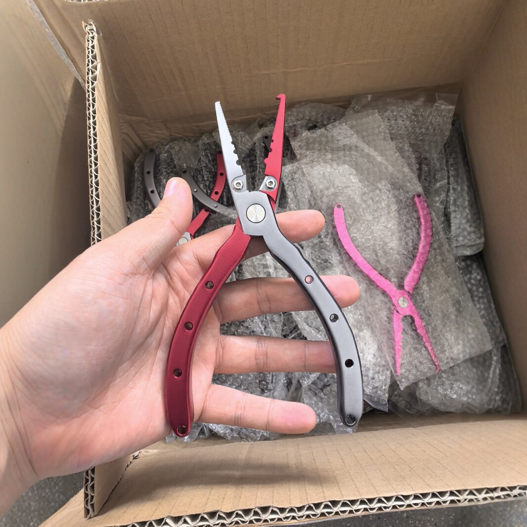 钨钢平口钓鱼钳多功能压铅开环器剪线钓鱼钳加长钳嘴控鱼摘取钩