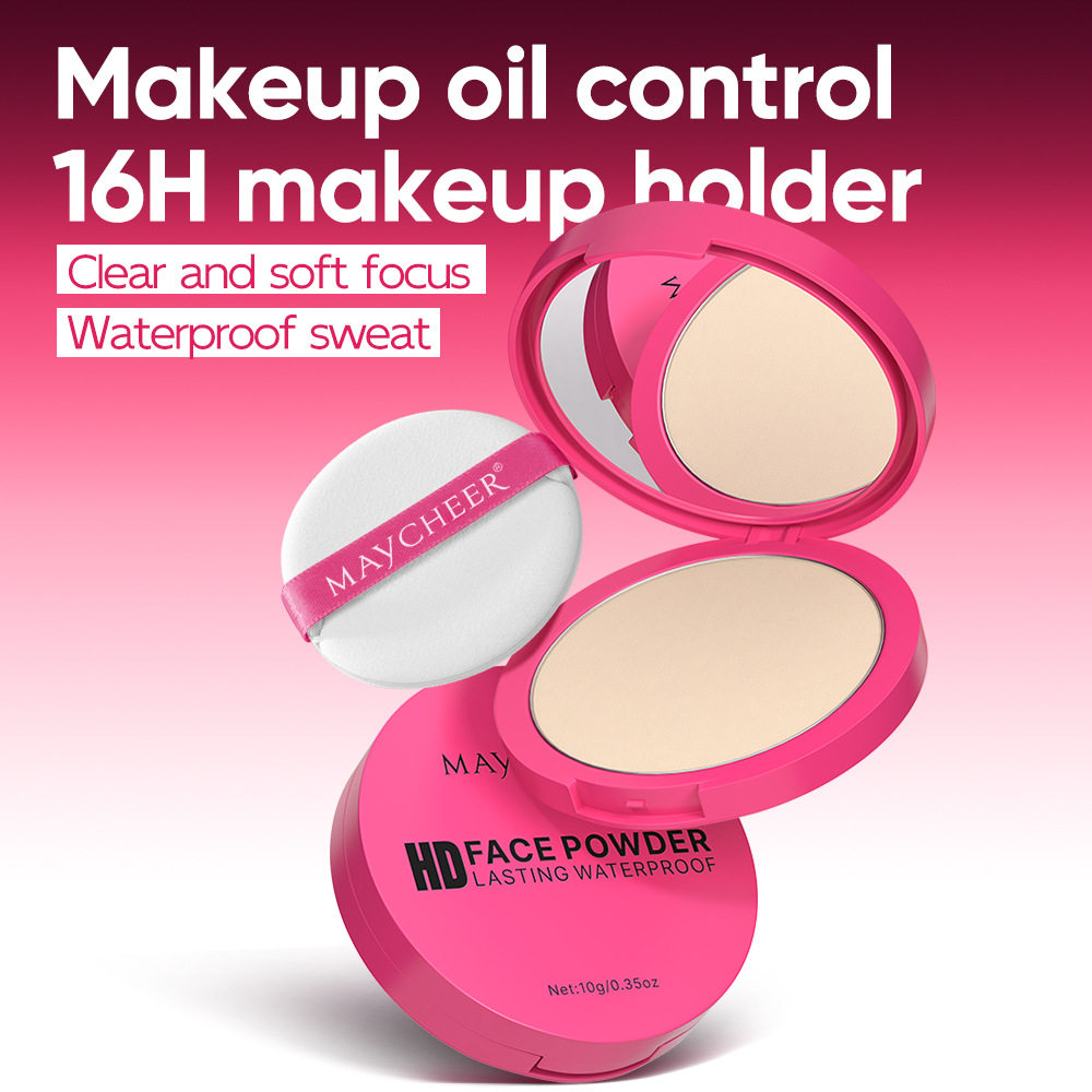 新款推荐maycheer面部高清粉饼自然遮瑕持久定妆控油服帖细腻英文