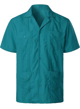 Men's solid color Dongfeng casual shirt男纯色中东风休闲衬衣