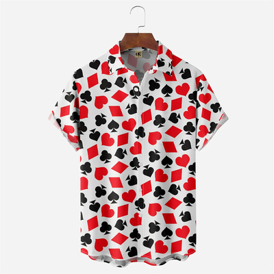 翻领休闲印花短袖衬衫