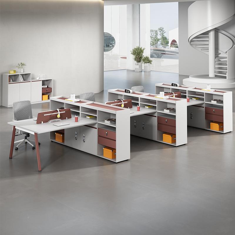 职员桌办公4桌椅组简约现代6双合人位员工工子位办公桌办xm-x11公