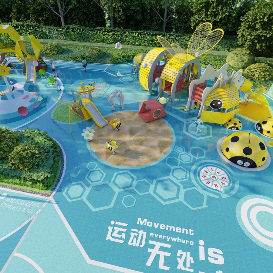 EPDM塑胶跑道幼儿园操场彩虹地垫小区户外游乐园场地颗粒地胶施工