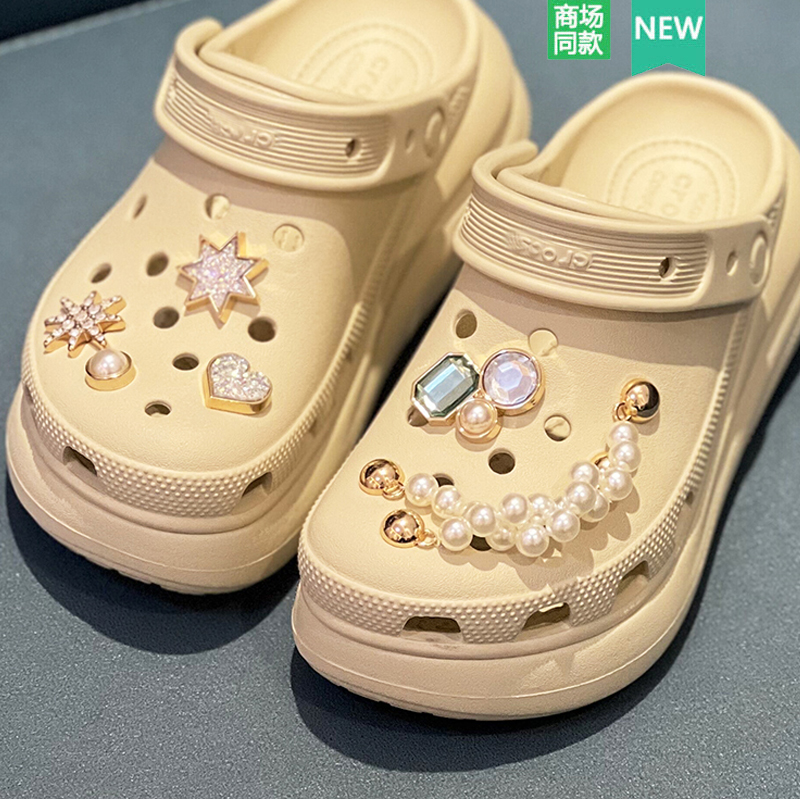 Crocs洞洞鞋配饰金属小香风鞋花
