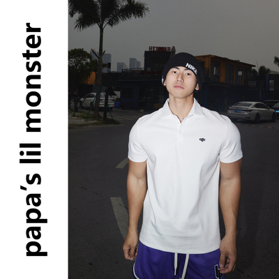 PAPASLILMONSTER美式复古简约通勤短袖百搭舒适翻领休闲polo衫