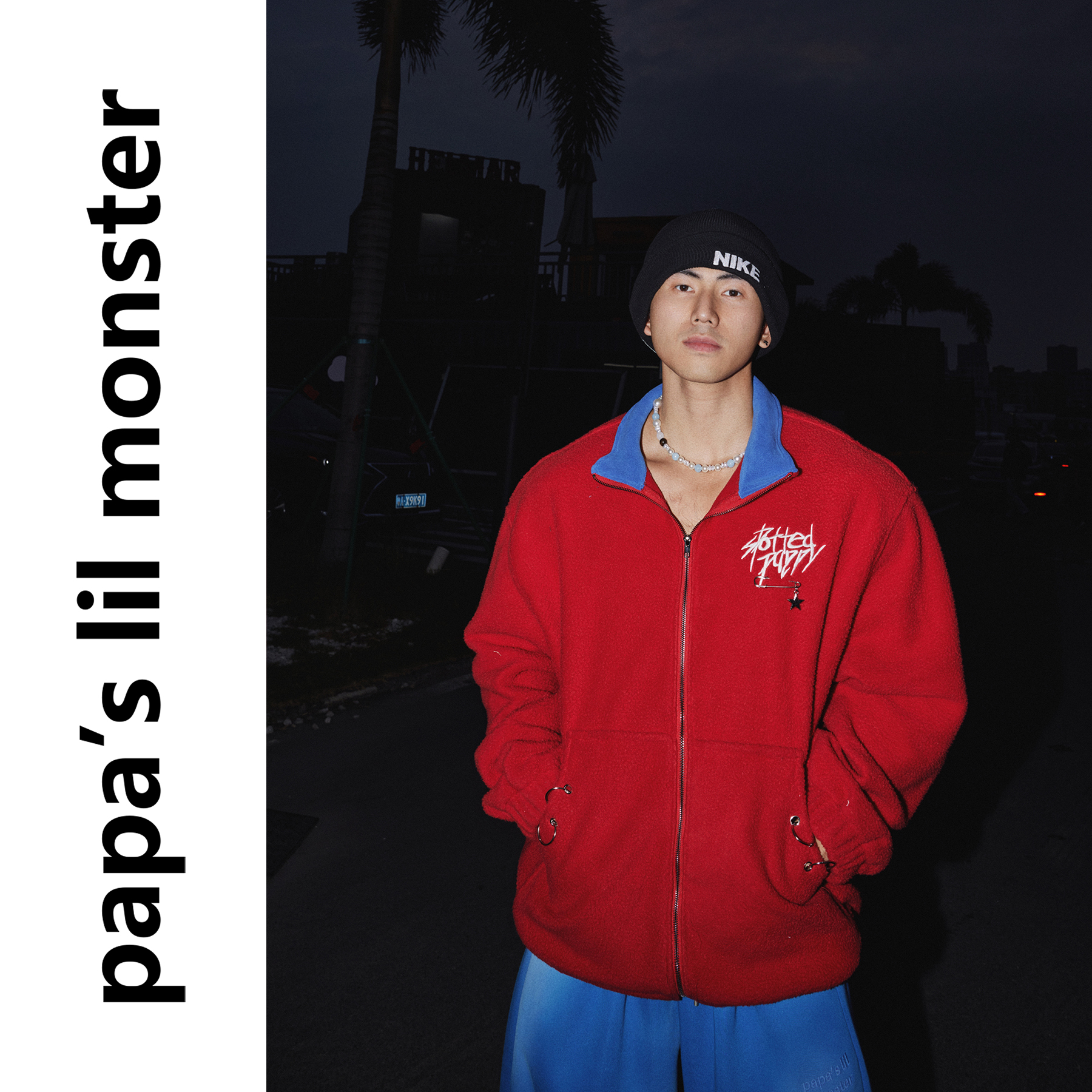 PAPASLILMONSTER【街头态度】美式复古拼接拉链夹克摇粒绒外套男