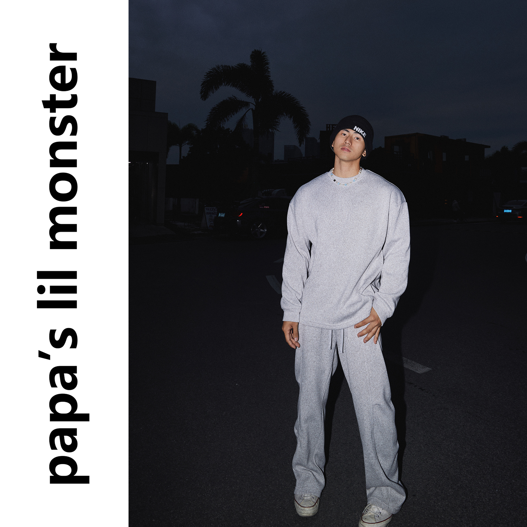 PAPASLILMONSTER【舒适慵懒】极简休闲风卫衣宽松纯色长裤套装