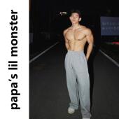 PAPASLILMONSTER美式 男 简约百搭运动卫裤 街头Cleanfit 设计感长裤
