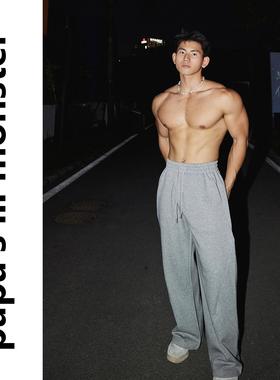 PAPASLILMONSTER美式街头Cleanfit 设计感长裤简约百搭运动卫裤男