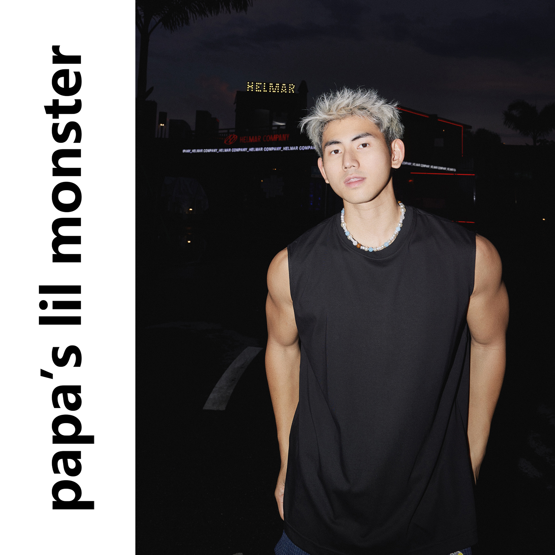 PAPASLILMONSTER美式复古运动背心男小袖口坎肩无袖显肌肉t恤