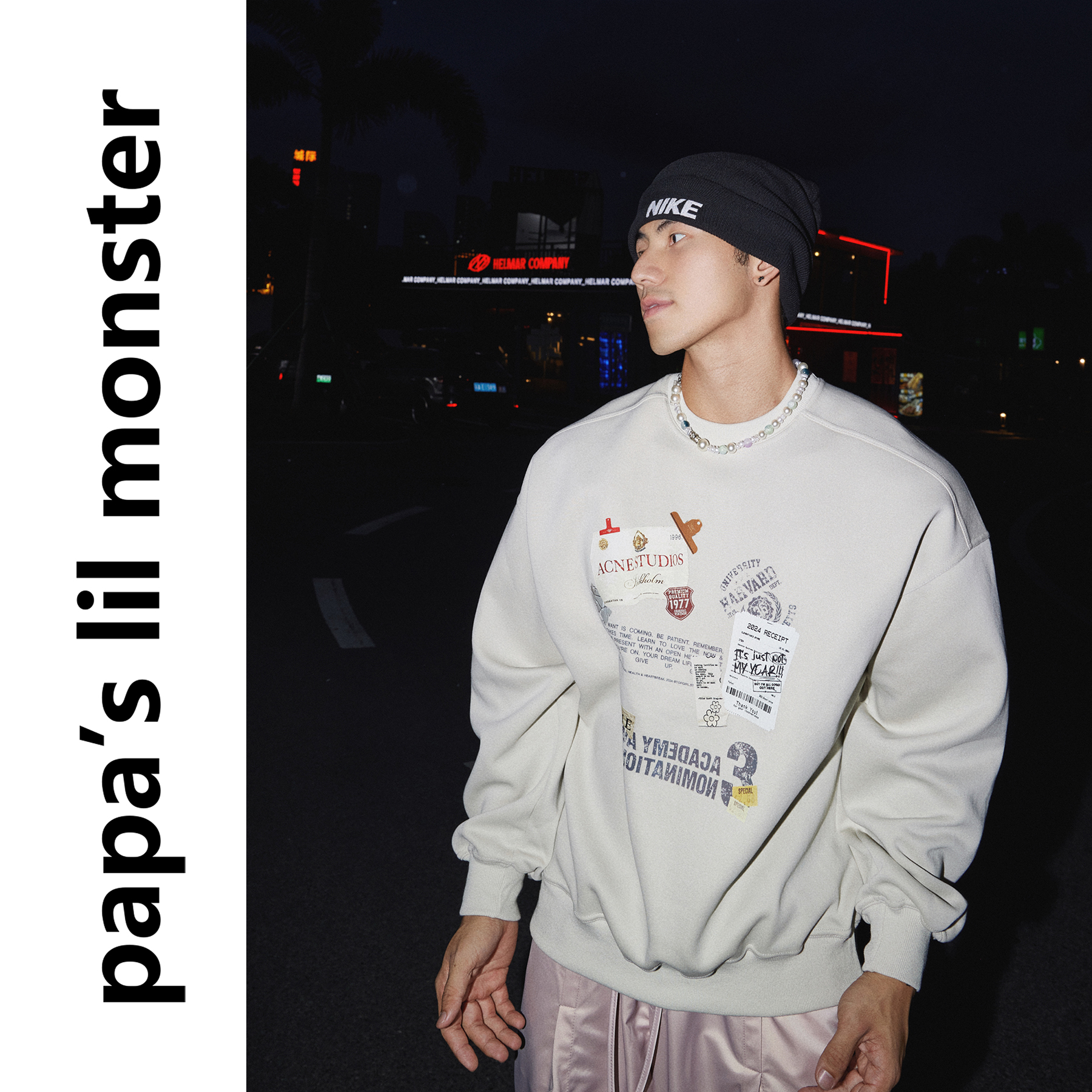 Papaslilmonster【便利贴纸】秋冬基础通勤 长袖圆领卫衣穿搭男