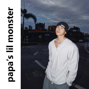 Papaslilmonster【野性优雅】美式休闲痞帅复古亨利领长袖针织衫