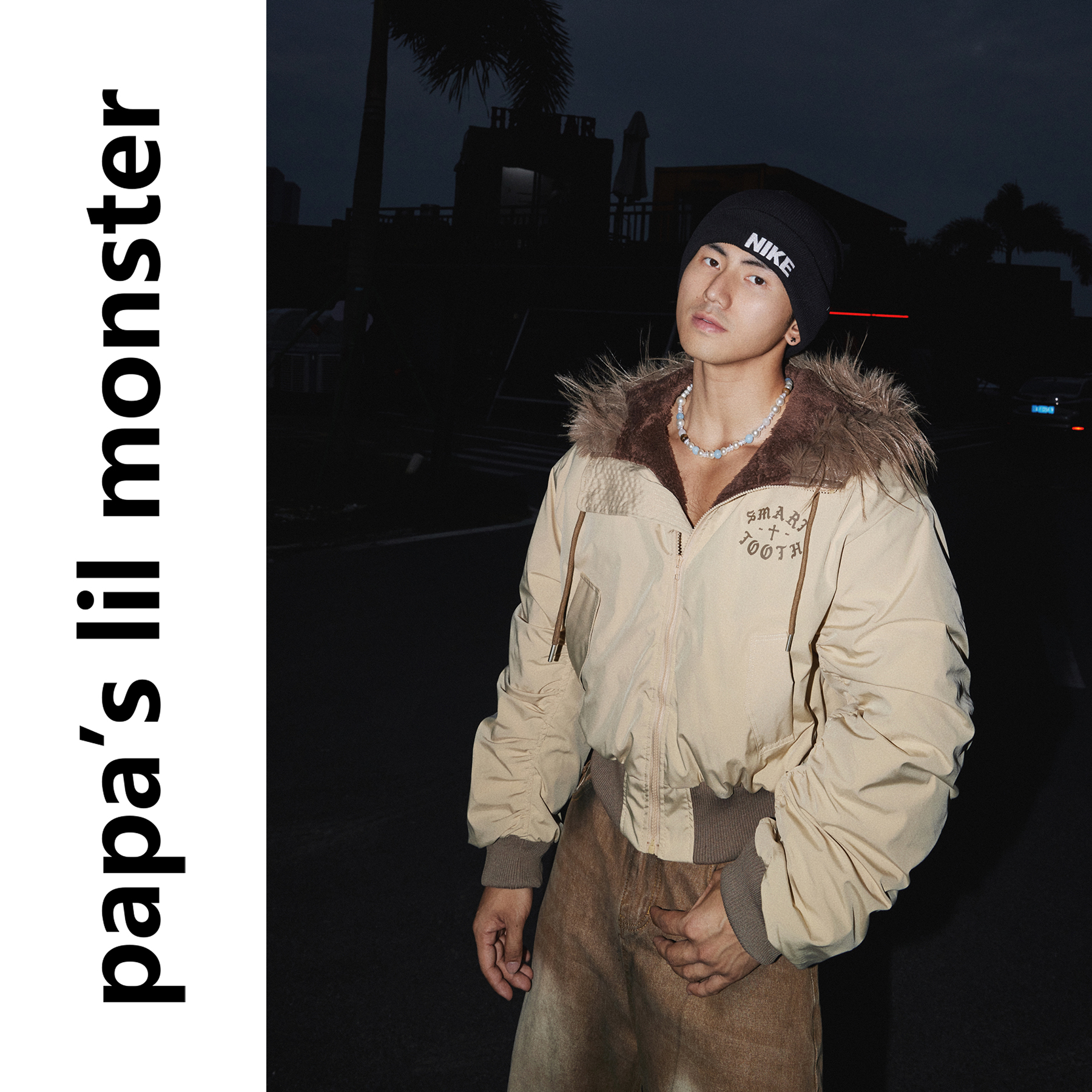 PAPASLILMONSTER【街头毛绒】美式复古毛领连帽棉衣保暖外套男