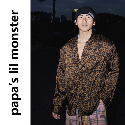 PAPASLILMONSTER美式豹纹轻奢长袖衬衫男  复古高级设计感衬衣女