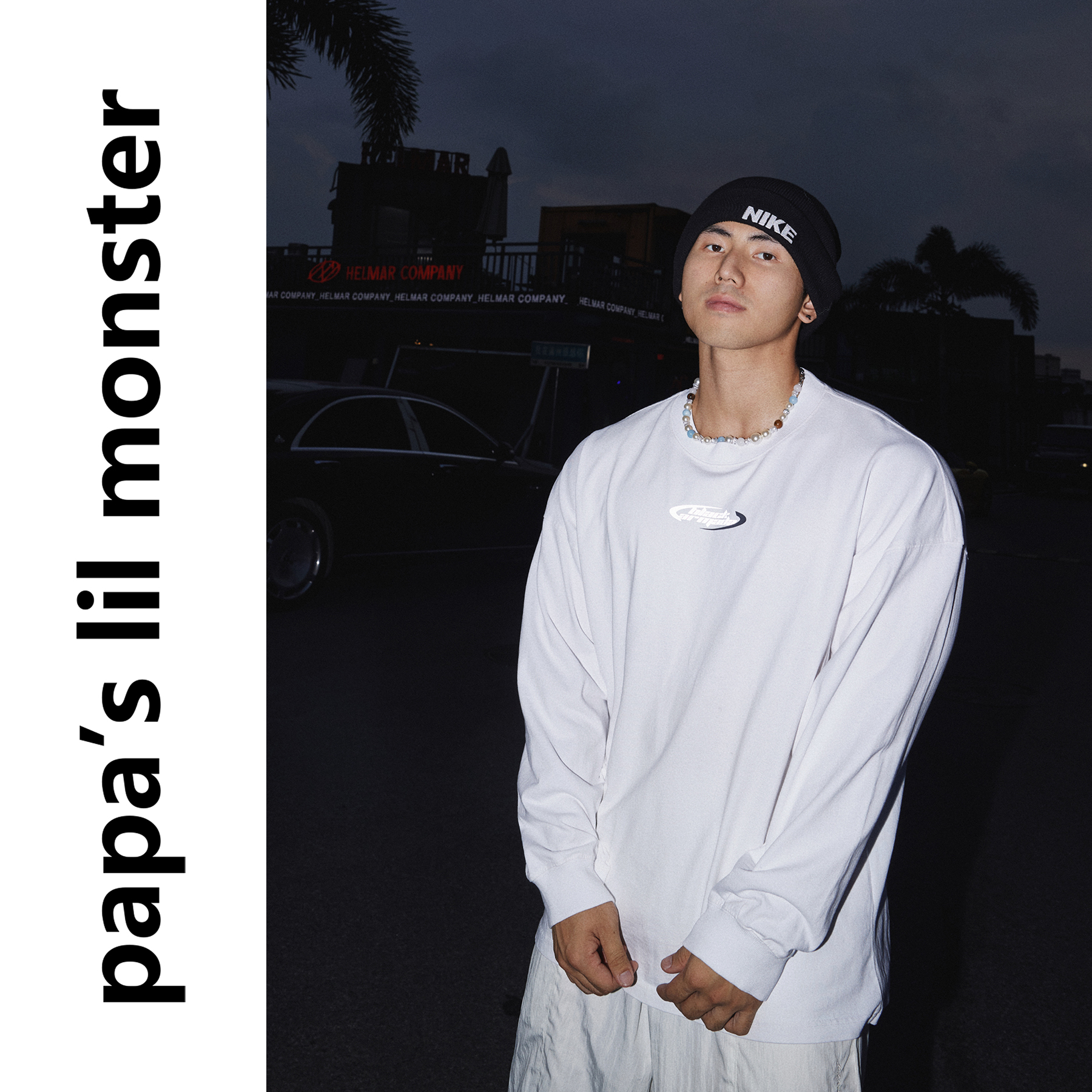 PAPASLILMONSTER【随性街头】秋冬慵懒风宽松圆领长袖套头卫衣男