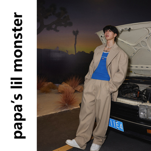 PAPASLILMONSTER【偶遇计划】美式优雅气质宽松西装外套长裤套装