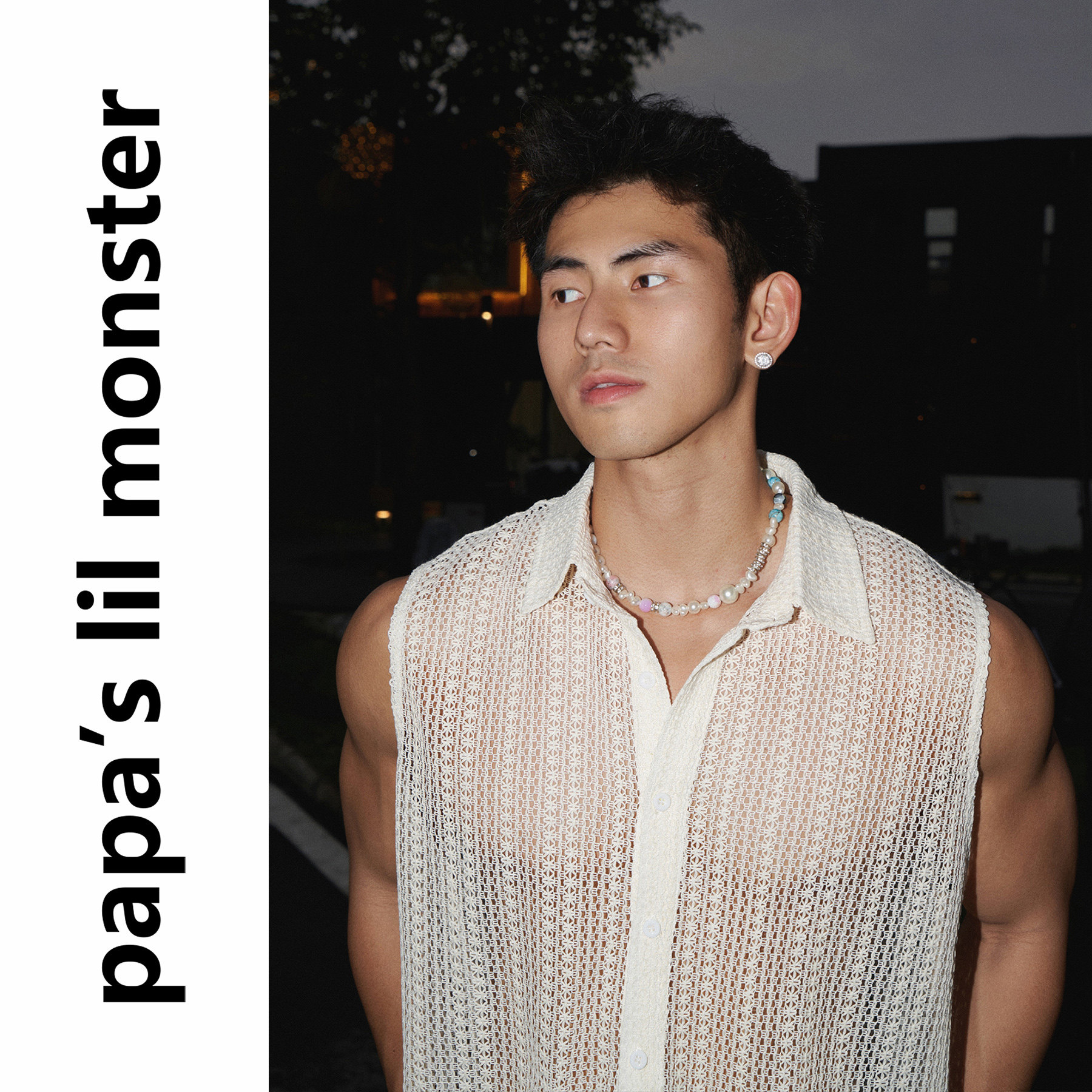 lil monster夏季复古美式街头感背心衬衫男 挑孔镂空设计沙滩度假