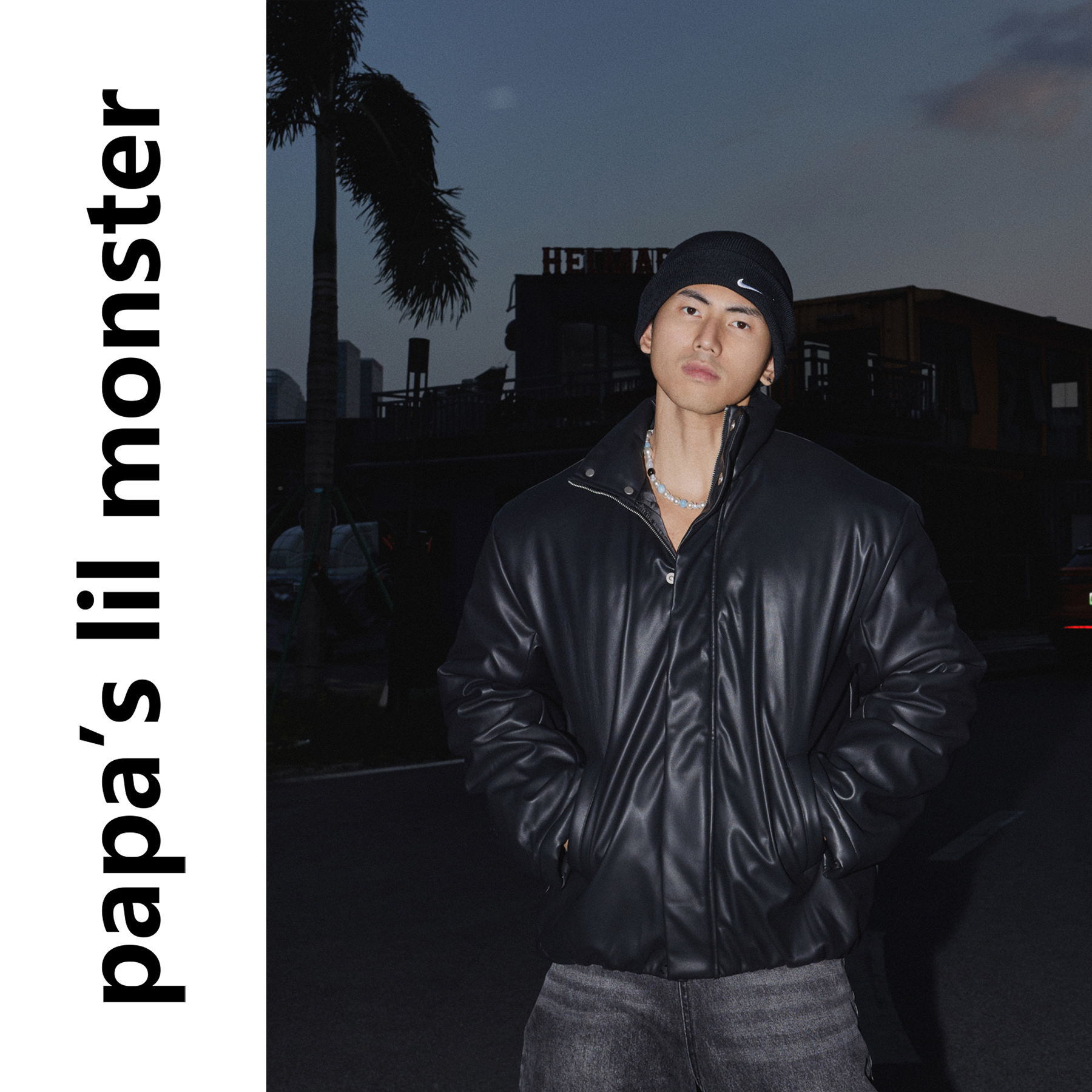 PAPASLILMONSTER 美式复古冷光高级感加厚保暖皮夹克棉服外套男