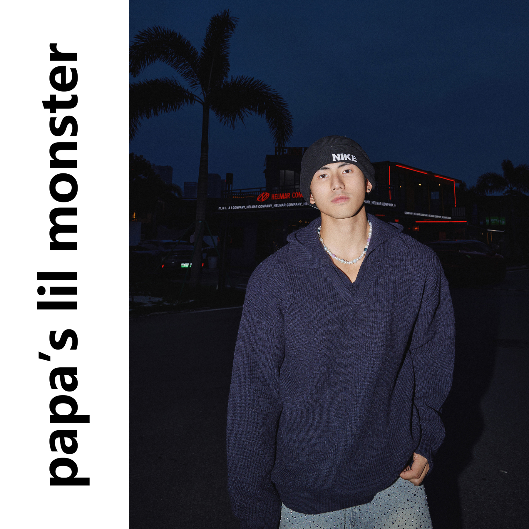 PAPASLILMONSTER【原创】美式休闲复古慵懒针织衫宽松连帽外套