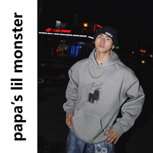 复古连帽卫衣宽松休闲外套男 美式 PAPASLILMONSTER 随性街头
