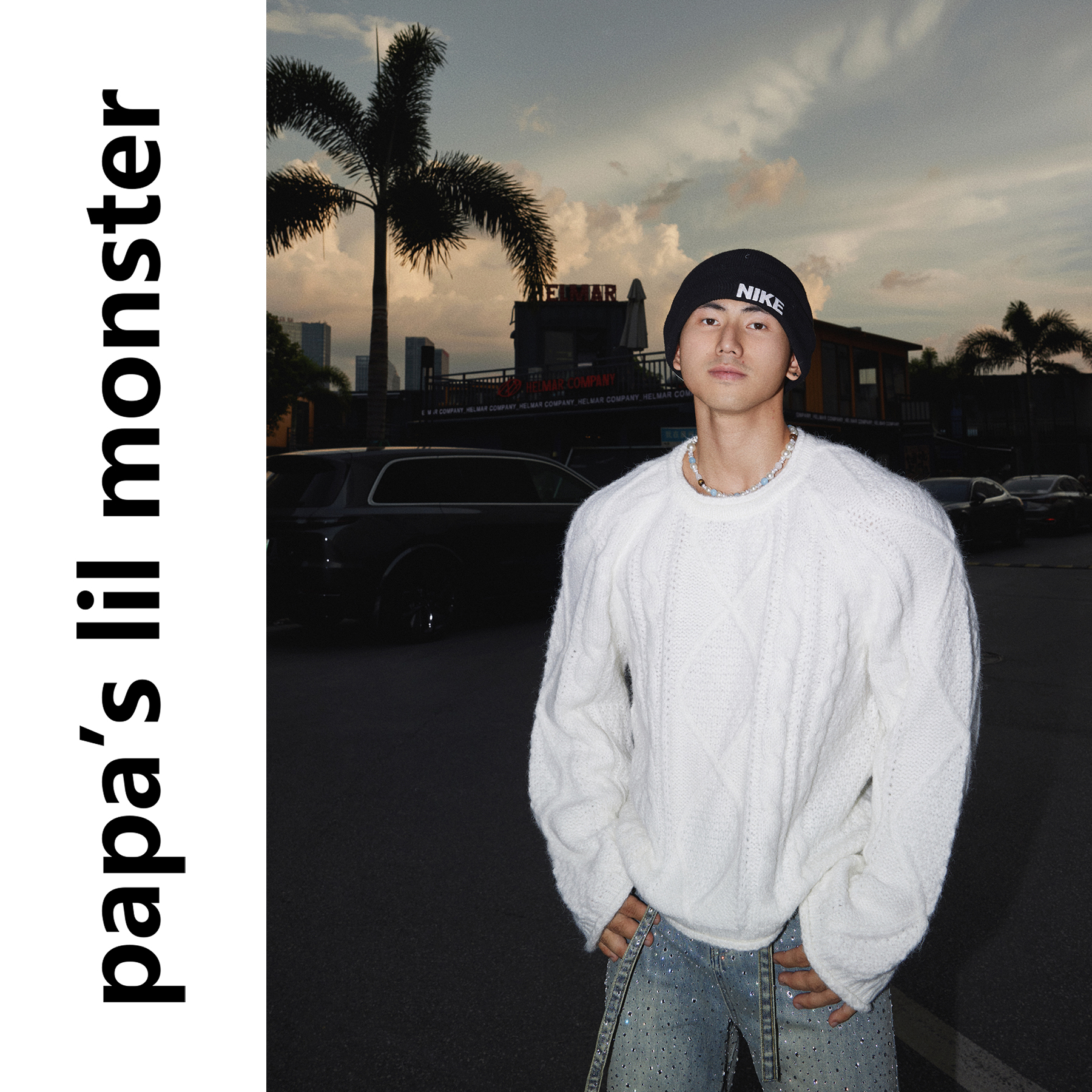 PAPASLILMONSTER【冬季氛围感之神】美式纯色粗毛线针织毛衣男女