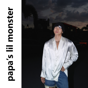 百搭长袖 PAPASLILMONSTER 宽松垂坠衬衫 美式 通勤衬衣 慵懒缎面