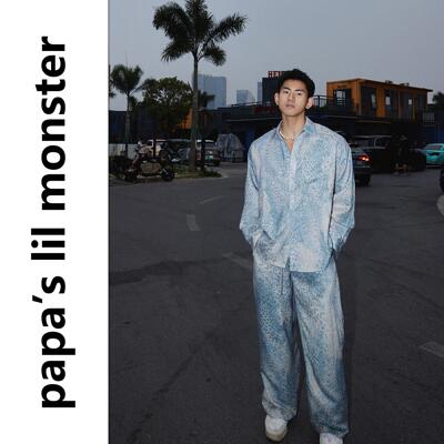 PAPASLILMONSTER美式复古 old-money 老钱风质感长裤轻奢豹纹衬衫