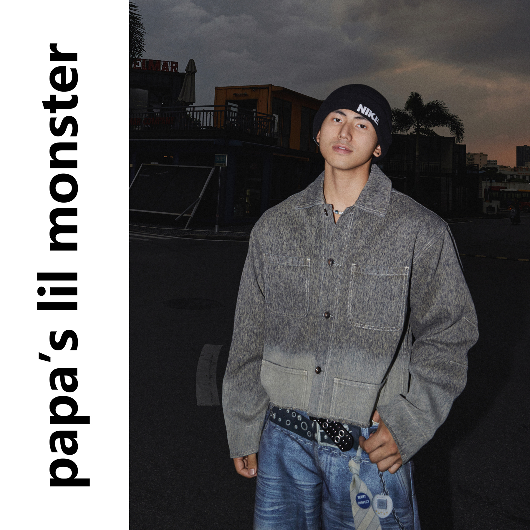 PAPASLILMONSTER【灰调渐变】美式复古做旧渐变工装夹克宽松外套