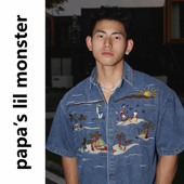 monster夏季 复古街头感潮流时尚 新款 衬衫 lil 美式 刺绣牛仔短袖 男