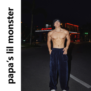 套装 灯芯绒松紧腰休闲卫衣长裤 男 雪尼尔混纺 Papaslilmonster